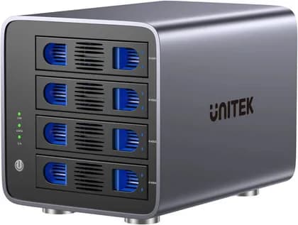 UNITEK 4-Bay RAID External Hard Drive Enclosure, Up to 80TB, USB 5Gbps, 2.5/3.5-inch SATA HDD/SSD, RAID 0/1/3/5/10, CLONE, JBOD, PM, Plug & Play, Space Grey | S1301AGY01-UK