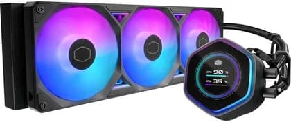Cooler Master MasterLiquid Atmos II 360mm LCD AIO Liquid CPU Cooler, 360mm Aluminum Radiator, 2.1" Color LCD Display, 2500 RPM Fan Speed, 190 CFM, 38.5 dBA Noise Level, Black | MLX-D36M-A25SZ-L1
