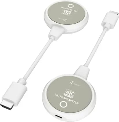 J5create ScreenCast 4K Wireless Display HDMI Extender, 4K@30Hz & 1080p@60Hz Video Support, Up to 98.4 ft (30m) Wireless Range, Low Latency Up to 130ms, White | J5-JVAW75