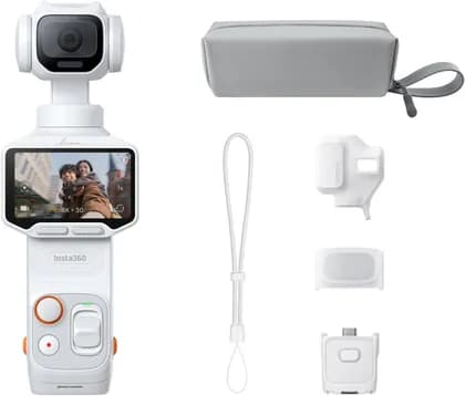 Insta360 Luna Pro Standard Bundle Action Camera, Leica Summicron Lens, 4 HighRes Zoom, 4K30fps Vertical Video, Dual AI Chip, Detachable 2" OLED Touchscreen, Stellar White | Luna Pro