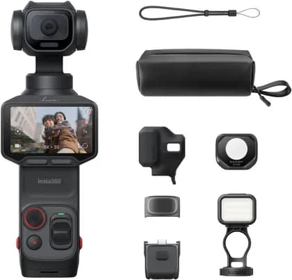 Insta360 Luna Pro Fill Light Bundle Action Camera, Leica Summicron Lens, 4 HighRes Zoom, 4K30fps Vertical Video, Dual AI Chip, Detachable 2" OLED Touchscreen, Cosmic Black | Luna Pro