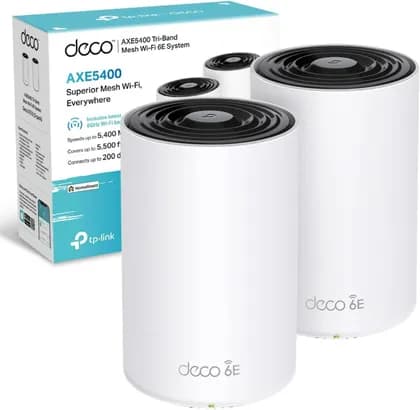 TP-Link Deco XE75 Pro AXE5400 Tri-Band Mesh WiFi 6E System 2-Pack, Whole Home Coverage, White | Deco XE75 Pro