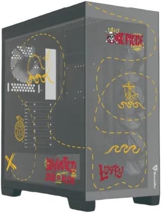 GamerTek Nebula Luffy Edition Mid Tower Computer Case, 4x 120mm aRGB Fan Pre-Installed, Up to 360mm Radiator & 10x Fan Support, USB 2.0, USB 3.0, HD Audio, Type-C AIO, Black | 0684514350389