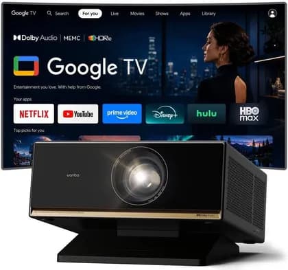 Wanbo X7 Pro Max Smart Projector, 1500ANSI Lumens, 2GB RAM, 32GB Storage, 300-Inch Display, HDR10, Dolby Audio, Google TV Android 14, Auto Focus & Keystone, MEMC, Black | X7 Pro Max