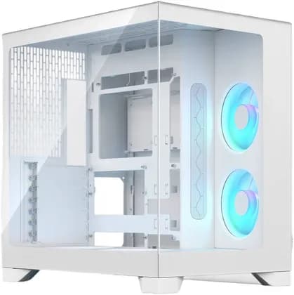 Fractal Pop 2 Vision Computer Case, Tempered Glass, 4x Aspect 12X Reverse RGB Pre Installed Fans, Up To 8x 120mm Fans, Up To 360mm Radiator, Dual Chamber Design, White | FD-C-POV2A-03