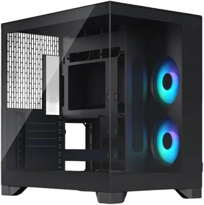 Fractal Pop 2 Vision Computer Case, Tempered Glass, 4x Aspect 12X Reverse RGB Pre Installed Fans, Up To 8x 120mm Fans, Up To 360mm Radiator, Dual Chamber Design, Black | FD-C-POV2A-02