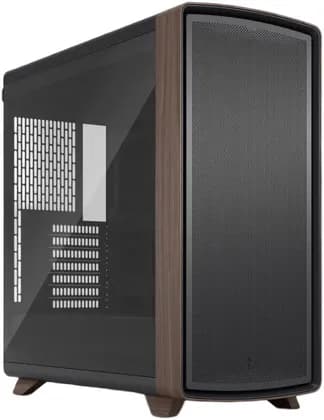 Fractal Summit Black TG Light Tint Mid Tower Case, Tempered Glass, 3x Momentum 14 Pre Installed Fans, Up To 7x 120mm Fans, Up To 360mm Radiator, FSC Certified Wood, Black | FD-C-SUM1A-04