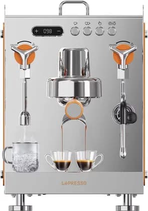 LePresso Commercial-Home Espresso Machine, 2600-3100W Dual Boiler, 15Bar Pump, 1.6L Tank, 58mm Filter, Thermo-Block, 6 Pre-Brew Options, 3 Temp Levels, Auto Pressure Relief, Silver | LPCFFM0029