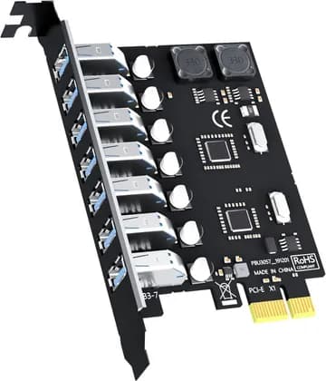 GLOTRENDS U3057 7-Port PCIe USB Expansion Card, USB 3.2 Gen 1, 7x USB-A Ports for Windows & Linux | U3057