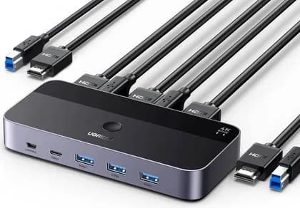 Ugreen 2 In 1 USB 3.0 KVM Switch HDMI With 3 USB + 1 Type-C Ports, USB Switch 2 Port 4K@60Hz For 2 Computers, Up To 5 Gbps Transfer Speed, Driver Free Operation | 15707