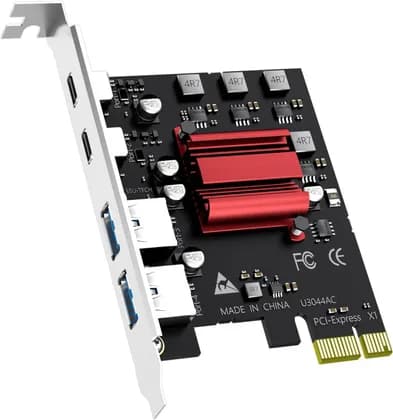 GLOTRENDS U3044AC 4-Port PCIe USB Expansion Card, 2x USB-C & 2x USB-A, USB 3.2 Gen 1, for Windows & Linux | U3044AC