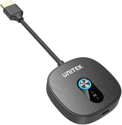 UNITEK Wireless 1080p HDMI Transmitter & Dual Receivers, 50m Range, 1080p@60Hz, Dual Display, Low Latency, WPA3, Expandable to 4 Receivers, Plug & Play, Black | V1711ABK01