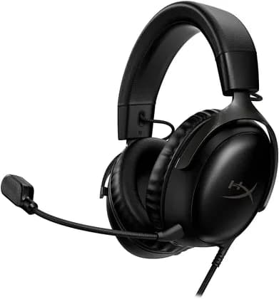 HyperX Cloud III Wired Gaming Headset, For PC / PS5 / Xbox Series, Angled 53mm Drivers, Noise Cancelling, With LED Mic Mute Indicator, 10Hz-21kHz Frequency Response, Black | 727A8AA