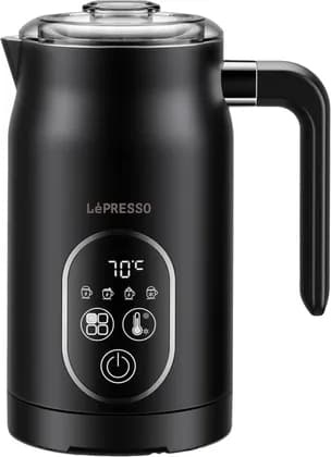 LePresso Four Froth Milk Frother, 270mL Heating Capacity, 140mL Frothing Capacity, Temperature Control, 500W, UK 3-Pin Plug - Black LPCFFM0027