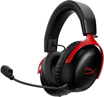 HP HyperX Cloud III S Wireless Gaming Headphones, 53mm Angled Drivers, Memory Foam Padding, Premium Leatherette Surface, Electret Condenser Microphone, Polar Pattern, Black/Red | A59Z0AA