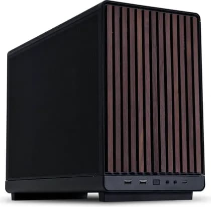 Lian-Li A3-mATX Micro Computer Case, Up to 360mm Radiator & 10x Fan Support, Side & Top Steel Mesh Panels, 26.3L Minimalistic Sleek Design, Black (Wood Edition) | G99.A3X-WD.00