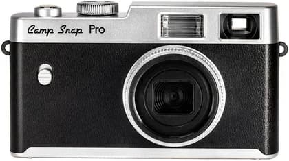 Camp Snap Pro Digital Camera, 16MP, Xenon Flash, Retro Style Point and Shoot Camera, 4 Film Filter Modes, USB-C Rechargeable, Built In Memory, Black/Grey | 850072309552