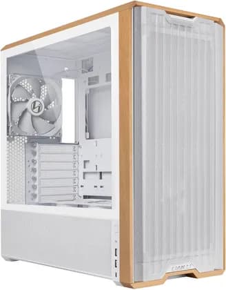 Lian Li Lancool 217 Mid Tower Case, 2x 170mm, 2x 120mm, & 1x 140mm Pre-Installed Fan, Up to 360mm Radiator & 12x Fan Support, Steel, 4.0mm Tempered Glass, & Wood, White | LAN217W