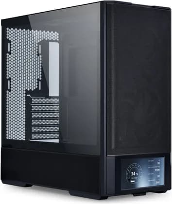 Lian-Li Lancool 207 Digital Mid Tower, 6" 700 x 1600 60Hz Display, Pre-Installed 2x 140mm & 2x 120mm Fans, Up to 360mm Radiator & 8x Fan Support, Steel / 4.0mm Tempered Glass, Black | LAN207DX