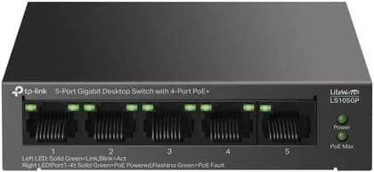 TP-Link 5-Port Gigabit Desktop Switch with 4-Port PoE+, Plug and Play, Auto Recovery, Silent Operation | LS105GP
