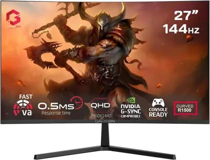 GAMEON GC27Q144VA Curved Gaming Monitor, 27" VA Display, QHD Resolution, 144Hz Refresh Rate, 0.5ms (MPRT) Response Time, FreeSync Adaptive Sync, Low Blue Light, Black | GC27Q144VA