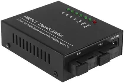 2 Fiber Port & 4 LAN Port 10/100M Ethernet Switch Fiber Optic Switch, Black | SIX202508008888