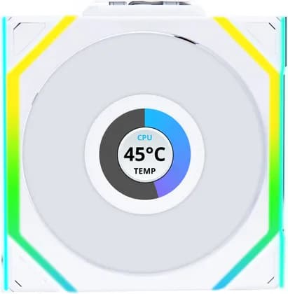 Lian-Li UNI FAN SL Wireless LCD Reverse Case Fan, 120mm Fan Size, 1900 RPM Fan Speed, 51.45 CFM Fan Airflow, Fluid Dynamic Bearing Type, Single Pack, White | 12RSLLCD1W1W