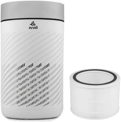 Evvoli Air Purifier with Filter 27, True HEPA Filter, UV Tech, DC Motor, 4 Color LED Display, Auto, Turbo, Silent Mode, Air Quality Indicator, Filter Replace Indicator, White | EVAP-27UW-Filter-27