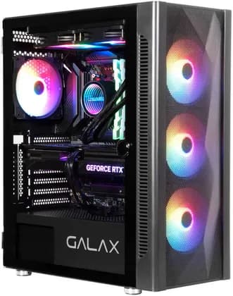 GALAX REVOLUTION-06 ALLSYNC Mid Tower ATX PC Case Tempered Glass Side Panel Remote Customization Peak Airflow Fits Up to 6*120mm Fans 360mm Radiators USB 3 0/2 0 HD Audio Back CGG6AGBA4AA