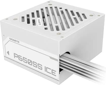 GIGABYTE P650SS Non Modular Power Supply, 650W Power, 80 Plus Silver Efficiency, 120mm Fluid Dynamic Bearing Fan, Intel ATX 3.0 Standard, 0.9 Active PFC, Ice | GP-P650SS-ICE