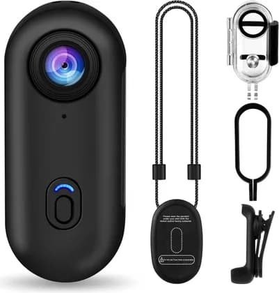 i3 4K Thumb Action Camera, Tiny Size, Mount Anywhere, Small Body Camera with Spring Clip, Portable Vlogging, Hands-Free POV Recording, 128GB-Card, Black | 792684924450