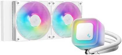 DeepCool LE240 V2 Liquid CPU Cooler, 240mm Radiator, 2x 120mm Pre-Installed ARGB Fan, 2100 RPM Fan Speed, 75.89 CFM Fan Airflow, Hydro Bearing Type, Anti-Leak Technology, White | R-LE240-WHAMMN-G-2
