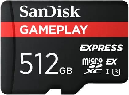 SanDisk GamePLAY microSD Express Card, 512GB Capacity, Works with Nintendo Switch 2, Read up to 880 MB/s, Write up to 650 MB/s, Massive Time-Saver, Black | SDSQXFN-512G-AW6GN