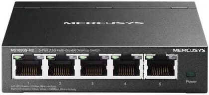 Mercusys MS105GS M2 5-Port Desktop Switch, 5x 2.5G Multi Gigabit Ports, 25Gbps Switching Capacity, Fanless Design, Metal Casing, Plug & Play, IGMP Snooping, Power Saving, Wall Mountable | MS105GS-M2