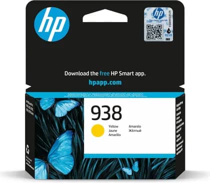 HP 938 Ink Cartridge, 800 Page Average Yields, HP Thermal Inkjet Print Technology, Professional Quality Colour Printing, Reliable Performance for HP Printers, Yellow | 4S6X7PE