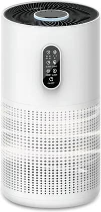 Green Lion 3-in-1 Compact Air Purifier for Bedroom Home, HEPA Air Filter, 4Timer Settings, Touch Display, Wide Coverage, Pollen/Dust/Smoke Remover, Quiet Air Cleaner, Atmosphere Lights | GNCMPAIRPRWH