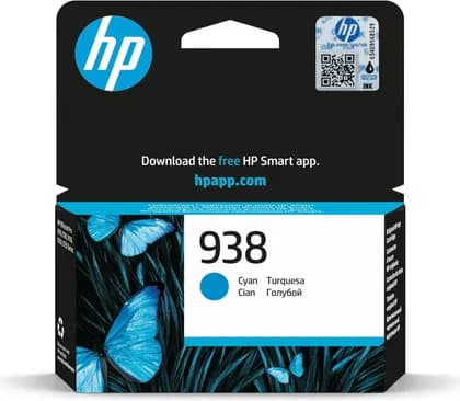 HP 938 Ink Cartridge, 800 Page Average Yields, HP Thermal Inkjet Print Technology, Professional Quality Colour Printing, Reliable Performance for HP Printers, Cyan | 4S6X5PE