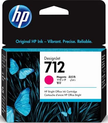 HP 712 29ml Jet Ink Cartridge, Dye Based, For Design Jet T650 / T630 / T250 / T230 & Studio, Magenta | 3ED68A