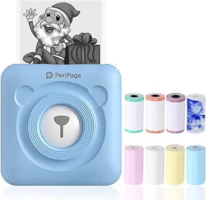 PeriPage A6 Mini Photo Printer for Phone, 203dpi, Portable Thermal Printer, Pocket Bluetooth Printer, Black& White Printer for Home Office Students Scrapbook, Blue | A6