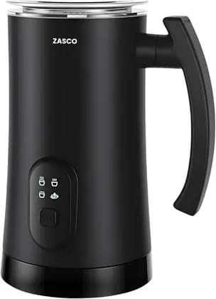 ZASCO Milk Frother 4-in-1 Electric Milk Heater, Steamer & Foamer for Perfect Lattes, Cappuccinos & Macchiatos, Fast Heating, Overheat Protection, Ideal for Home & Travel, Black | ZCO-MF-CB