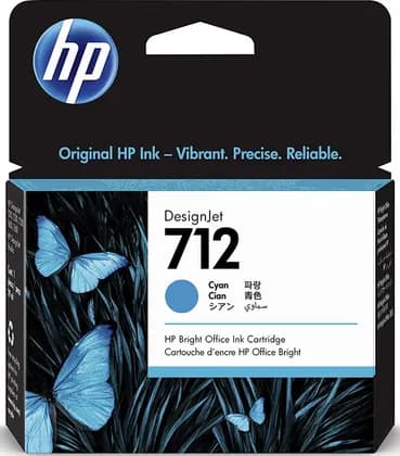 HP 712 29ml Jet Ink Cartridge, Dye Based, For Design Jet T650 / T630 / T250 / T230 & Studio, Cyan | 3ED67A