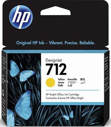HP 712 29ml Jet Ink Cartridge, Dye Based, For Design Jet T650 / T630 / T250 / T230 & Studio, Yellow | 3ED69A
