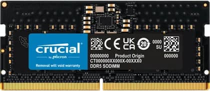 Crucial 8GB, DDR5 4800MHz Laptop Memory, CL 40 CAS Latency, PC5-38400 PC Speed, non-ECC SODIMM Unbuffered, 1.1 Voltage, Black | CT8G48C40S5