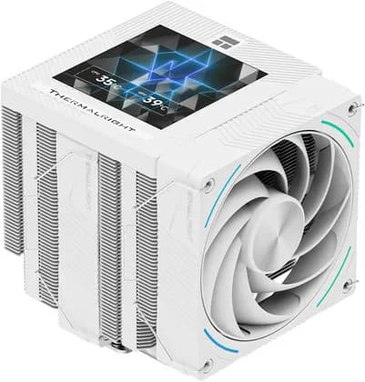 Thermalright Phantom Spirit 120 Vision Snow CPU Air Cooler, 6mm x 7 Heat Pipes, Pure Copper, 3.95" Screen Size, 2150RPM, 36dBa, 92CFM Airflow, S-FDB V2 Bearing, White | PS-120-VISION-SNOW