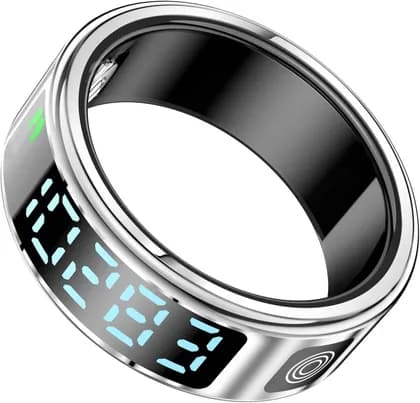 Porodo FitSync Smart Ring, Touch Scroll Digital Display, Health Monitoring, 128 Sports Modes, Heart Rate & SpO2, Sleep & Step Tracking, Magnetic, Size 10, IP68 Water Resistant, Silver | PD-LFST173-SL