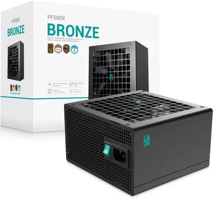 DeepCool PF500X ATX Power Supply, 500W, 80 Plus Bronze, Non-Modular, ATX12V V2.52, Active PFC, DC to DC, 120mm HYB Fan, 40K Hrs MTBF | R-PF500X-HD0B-JGUK