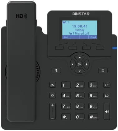 Dinstar C60U-W Wi-Fi Phone, 2.3" Graphic LCD, 2 SIP Accounts, 2 Line Keys, Full Duplex Speaker and Microphone, Digital Signal Processor (DSP), Echo Cancellation/Dynamic Jitter, Black | C60U-W