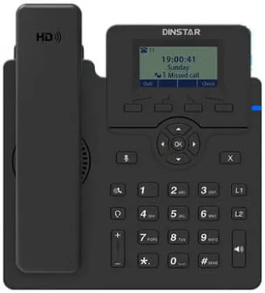 Dinstar Entry Level IP Phone, 132x64 Pixel Graphical LCD, 2 SIP Accounts, HD Voice, Programmable DSS Keys, 5-Way Conference, No Backlight, 2 Ethernet Port, PoE, Black | C60SP
