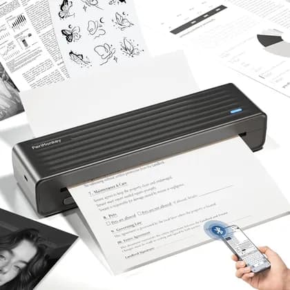 Peripage P93 High-Efficiency Thermal Printing, 1200mAh Battery, 250 Sheets Range, Compact & Portable, Bluetooth, USB Connection, Support 3 Types of Thermal Papers, Multiple Sizes Printing, Black | P93