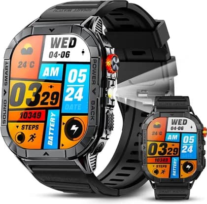 ArmFit HULK3 AMOLED Smart Watch, 1.96 Inch Screen, BT Calling, 350mAh Battery, Heart Rate Sleep Monitor, IP68 Waterproof, Android iOS Compatible, Black | HULK3